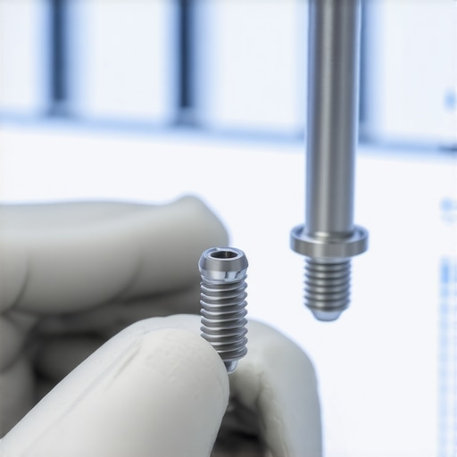 Dental examination for implant health Dentist examining dental X-ray images of implants and surrounding bone.