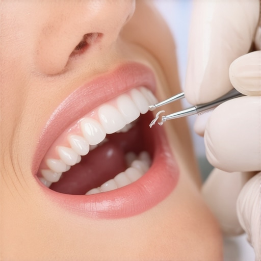 Dentist explaining teeth whitening to patient Dentist showing teeth whitening options to a patient in a clinic
