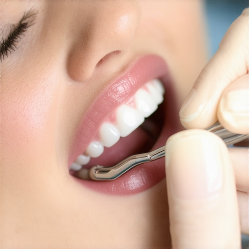 Dentist inspecting teeth carefully Close-up image of a dentist analyzing a patient's teeth during a consultation