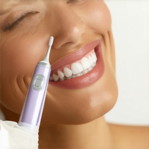 A dentist demonstrating the use of a Sonicare electric toothbrush for optimal oral hygiene.