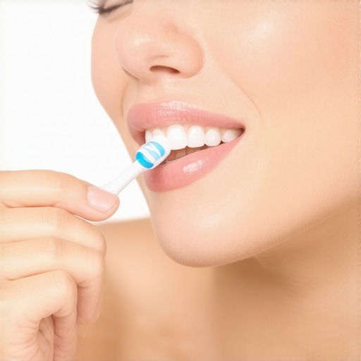 Gentle Brushing Technique for Sensitive Teeth Person using an electric toothbrush with gentle pressure to prevent sensitivity.