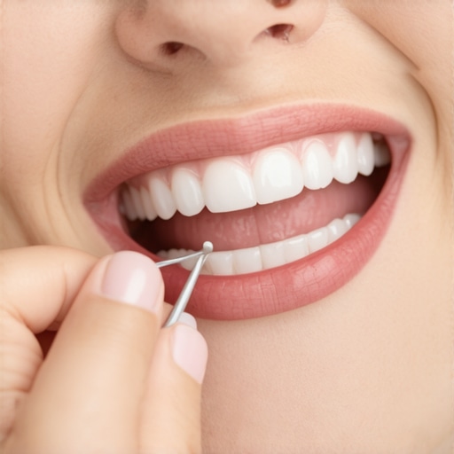 Person flossing near sensitive gum area