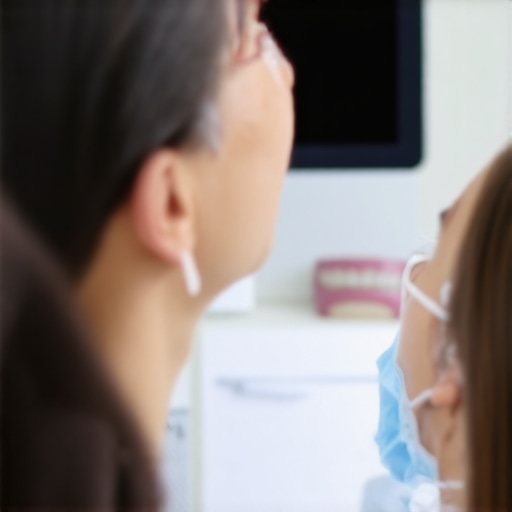In-depth consultation between dentist and patient Dentist explaining cosmetic dental options to a patient during a consultation.