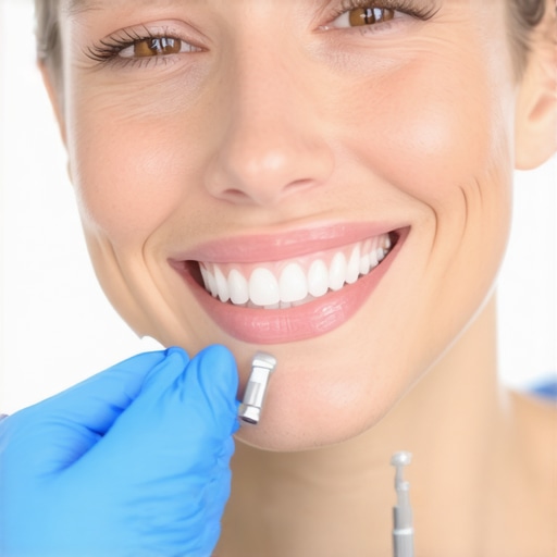 Patient Consults Dentist About Aesthetic Dental Treatments A dentist explains different dental treatment options to a patient, emphasizing personalized care
