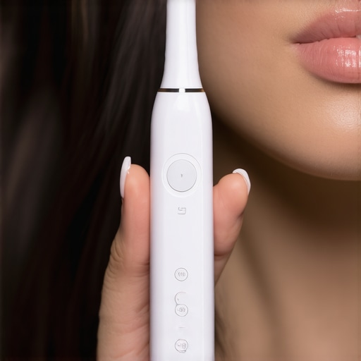 Smart Electric Toothbrush for Better Oral Care Person using a high-tech electric toothbrush to maintain dental health.