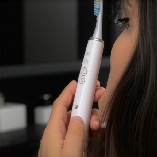 Using the Sonicare DiamondClean for optimal oral hygiene Person brushing teeth with Sonicare DiamondClean electric toothbrush