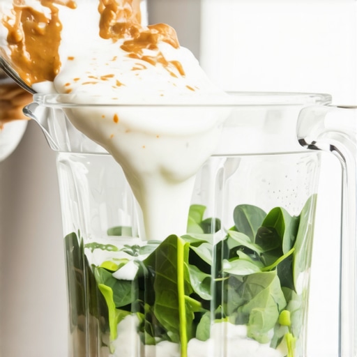 Adding yogurt and nut butter to spinach smoothie to prevent gritty teeth feel