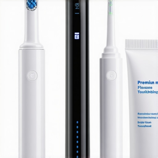 Advanced Dental Maintenance Tools High-tech dental care kit including electric toothbrush and water flosser