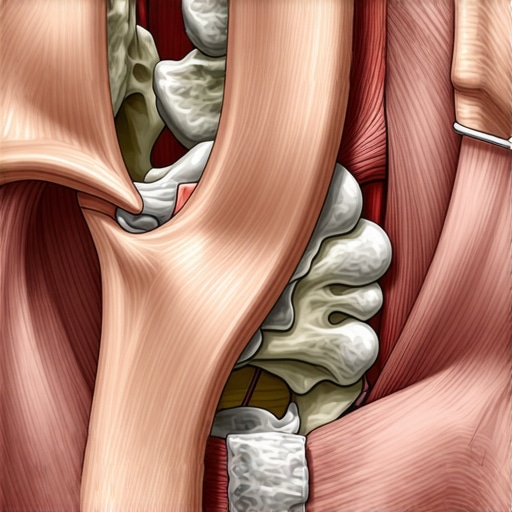 Close up diagram of the human TMJ disc displacement and jaw anatomy.