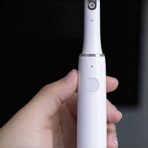 Correct grip for electric toothbrush to prevent bleeding Person demonstrating a gentle pencil grip on an electric toothbrush handle