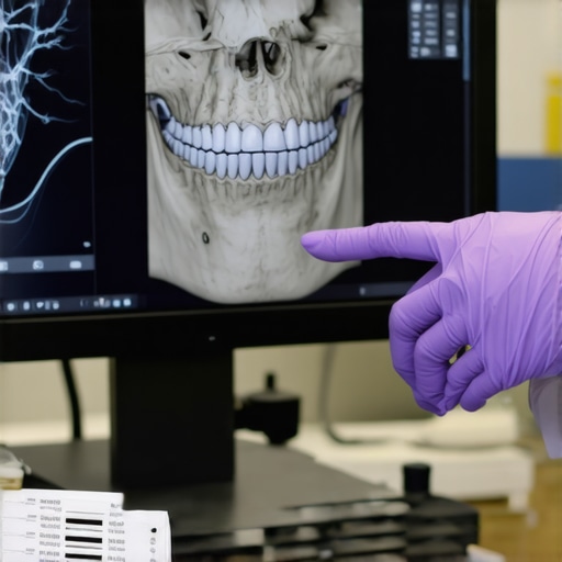 A 3D dental scan showing the relationship between teeth and jaw alignment during a consultation.