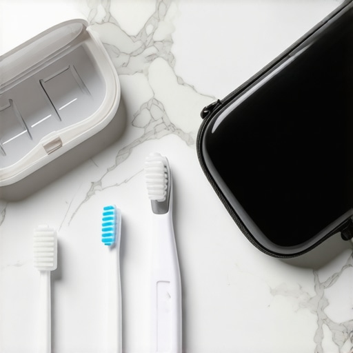 A compact dental kit for clear aligner maintenance while dining out.