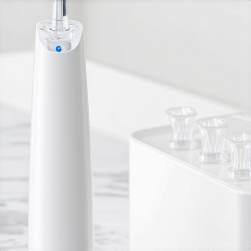 Essential Tools for Long-Term Dental Maintenance Professional dental maintenance tools including a water flosser and clear aligners on a vanity.