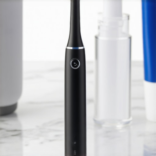 Essential Tools for Whitening Maintenance High-end electric toothbrush and glass straw for teeth whitening maintenance.