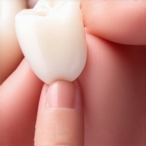 Person checking for a loose dental crown with their finger