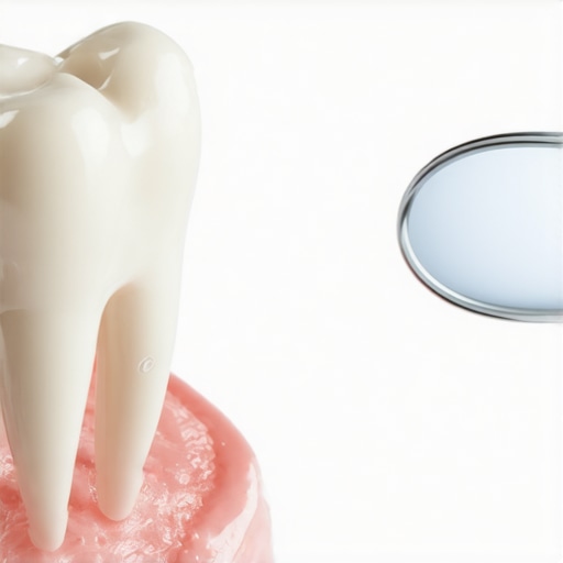 Identifying White Spot Lesions on Enamel Close up of a white spot on a tooth being examined by a dental professional
