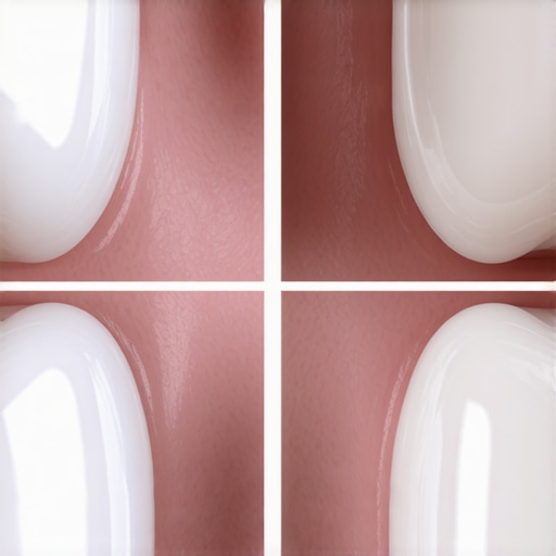Lighting Effects on Dental Veneers and Natural Enamel Comparison of light reflection on natural teeth versus porcelain veneers in different lighting environments.
