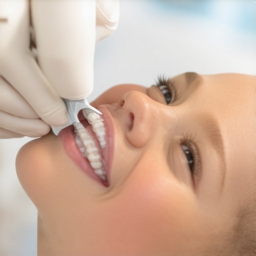 Dentist using a handheld 3D scanner to create a digital impression for a custom-fit sports mouthguard.