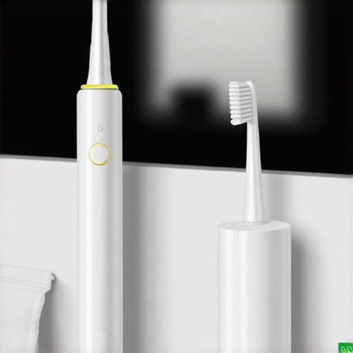 Modern Professional Dental Tools for Home Use High-tech dental tools including electric toothbrush and ultrasonic cleaner on a bathroom counter