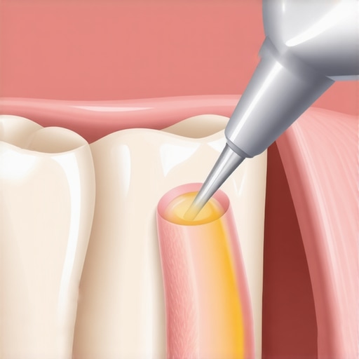 Modern Resin Infiltration for White Spots Dental professional treating a white spot lesion on a tooth with resin infiltration instead of drilling.
