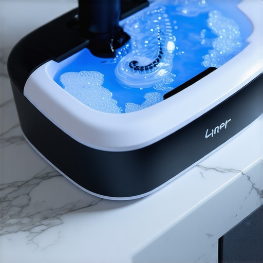 Close-up of an ultrasonic cleaner for dental aligners and night guards