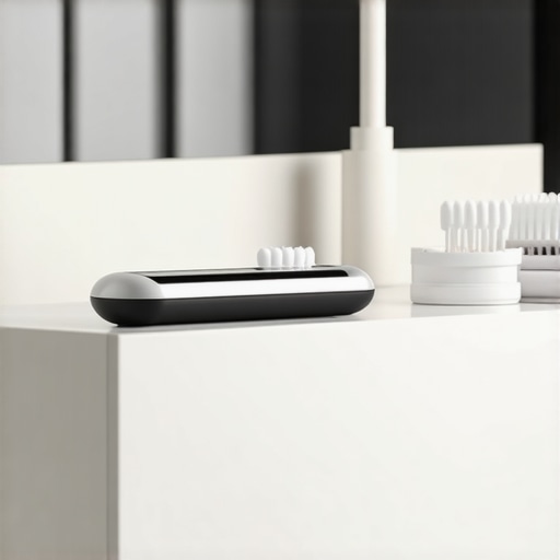 Modern Ultrasonic Dental Maintenance Tools Ultrasonic cleaning pod for clear aligners and retainers on a bathroom counter