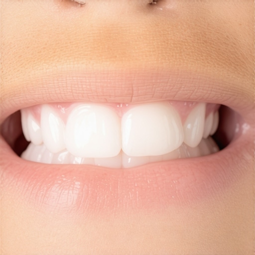 Natural Mamelon Ridges on New Adult Teeth Close-up of serrated edges on a child's new permanent front teeth.