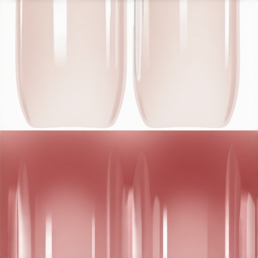 Close-up showing the difference between natural tooth enamel and a high-quality porcelain veneer.