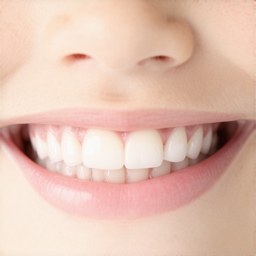 Permanent teeth mamelons in children Close-up of a child's new permanent front teeth with natural jagged edges