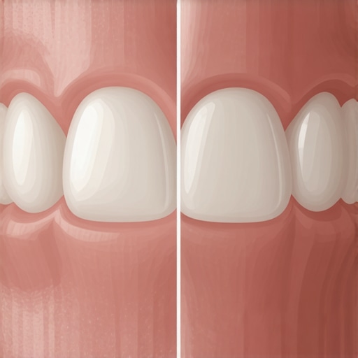 Porcelain Veneer vs Natural Enamel Texture Close-up showing the realistic texture and translucency of high-quality porcelain veneers compared to natural teeth.