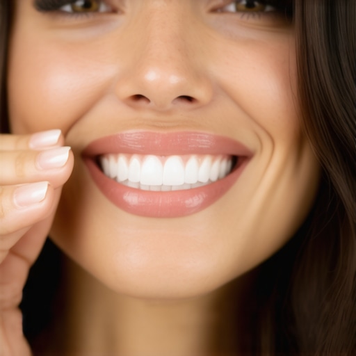 Professional Dental Shade Matching A dental professional using a shade guide to match the color of natural teeth for veneers or bridges.