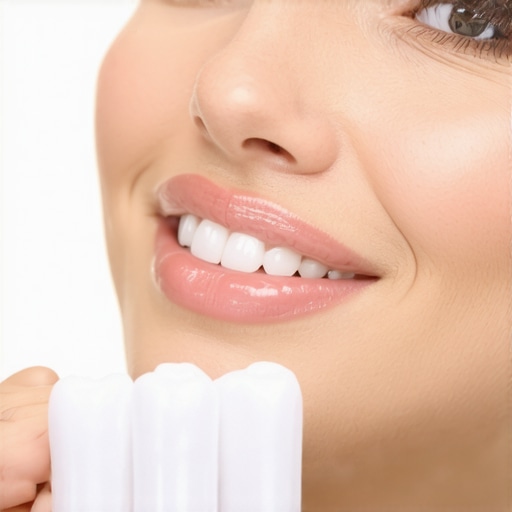 Professional Tooth Shade Consultation A dentist showing a patient different tooth shade options for veneers and whitening.