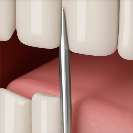 Close up of a dentist checking porcelain veneer margins to prevent staining