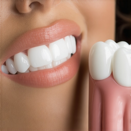 Professional dental shade matching for veneers and whitening Dentist comparing tooth shades with a guide for veneers