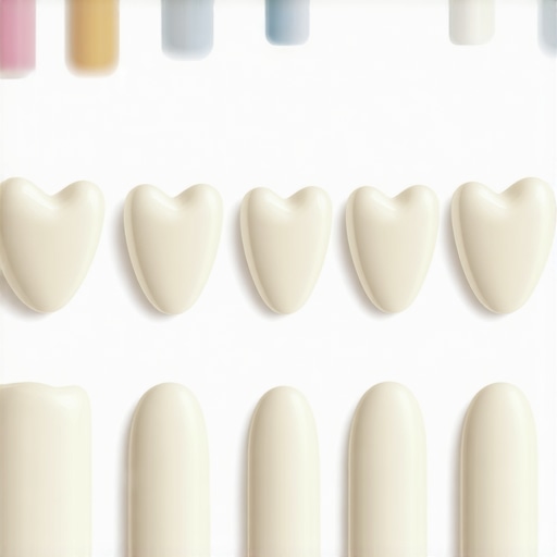 Dental shade guide showing various porcelain tooth colors for natural-looking veneers.