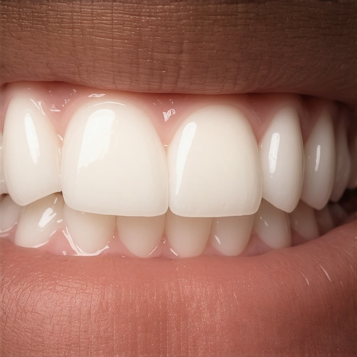 The Difference Between Enamel and Dental Bonding Shades A close up of a smile showing how teeth whitening does not affect dental bonding.
