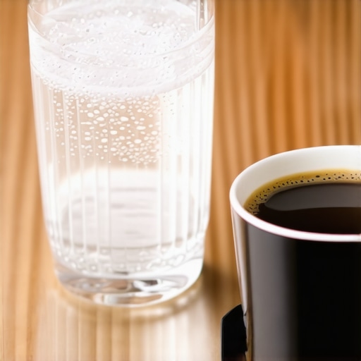 The Water Chaser Method for White Teeth A glass of water and a cup of coffee side by side on a table