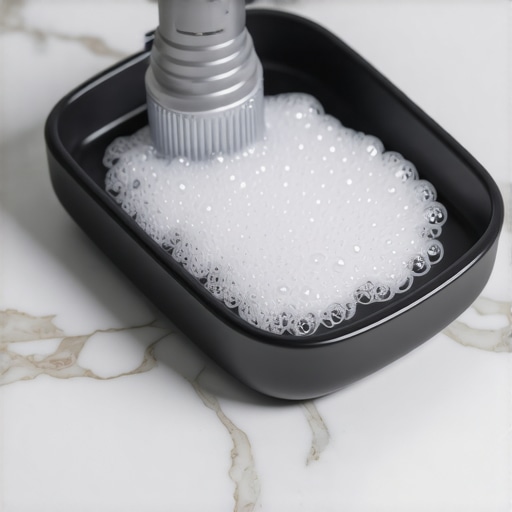Ultrasonic Cleaning for Dental Aligners An ultrasonic cleaner being used for an Invisalign aligner tray on a bathroom counter.