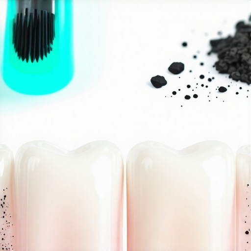 Veneer Surface Damage from Abrasive Toothpaste Comparison of a scratched porcelain veneer surface versus a polished one due to abrasive toothpaste use.