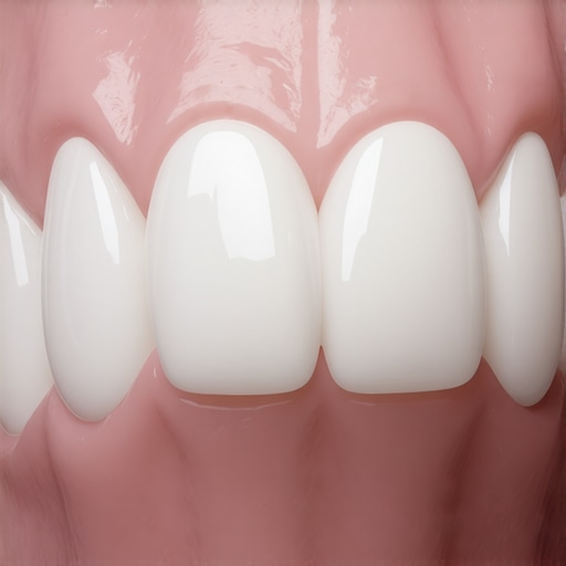 Veneer Texture vs Natural Enamel A close-up view comparing the translucency of dental veneers and natural teeth.