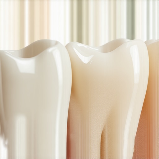 Visual impact of enamel thinning from over-whitening Close-up showing gray translucent tooth enamel caused by excessive dental bleaching